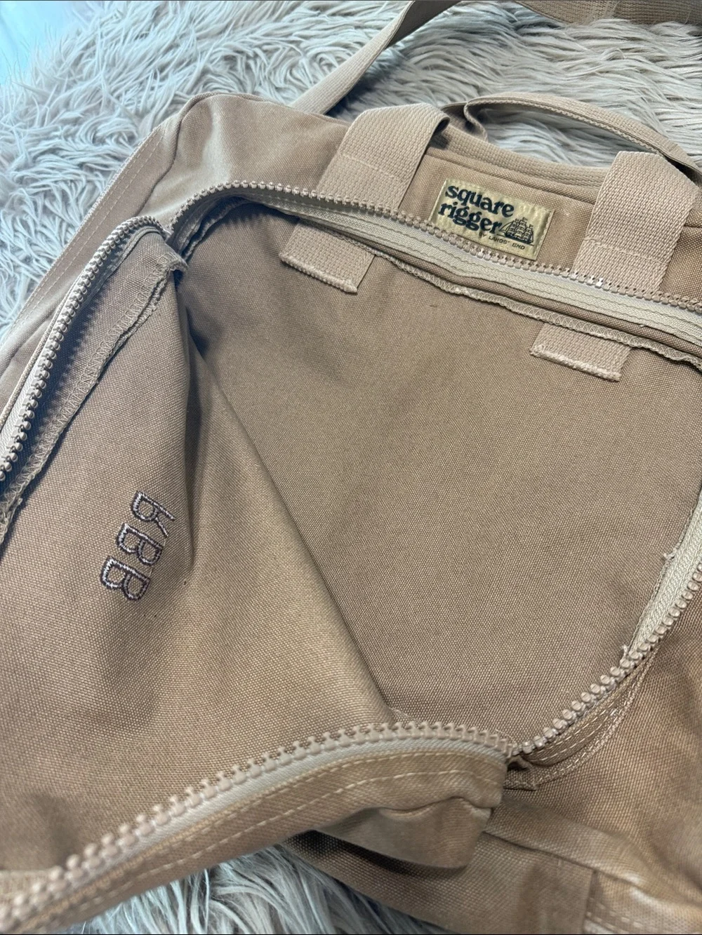 Lands' End Tan Canvas Messenger with Yosemite Patch